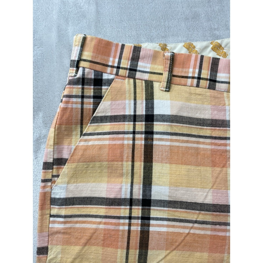 LoudMouth Golf Shorts Men 38 Orange Plaid Flat Front 10'' Inseam Breathable - Picture 11 of 16